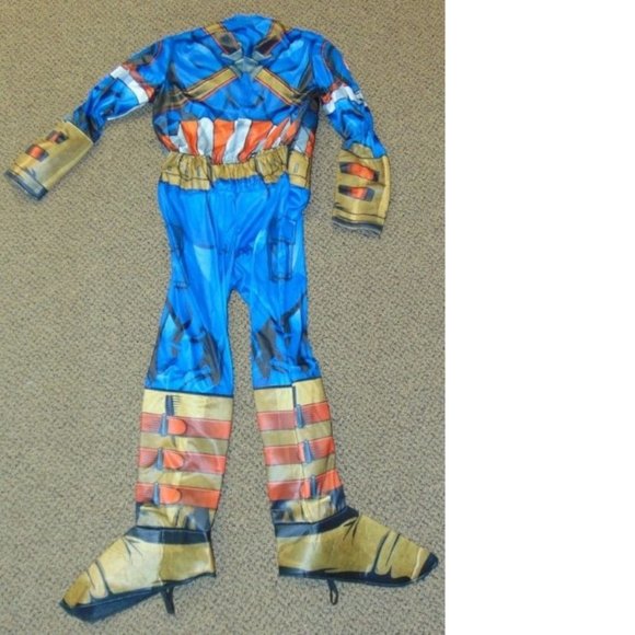 Marvel Captain America Halloween Costume 12/14 Muscle Jumpsuit w/Boot Tops, Mask - Picture 6 of 7